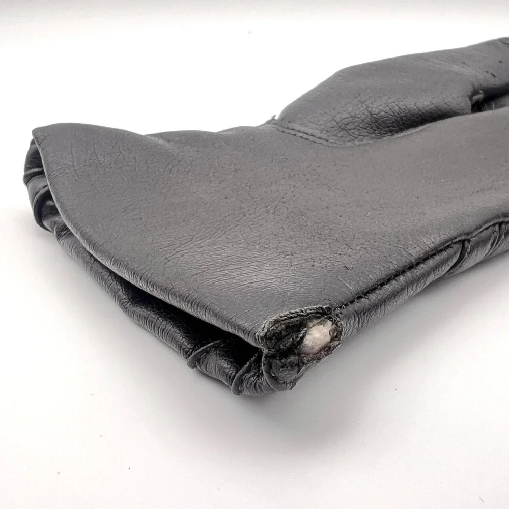 Vintage Fownes Gloves Women's Size A Black Faux Leather WPL‎ 9522 Fourchette